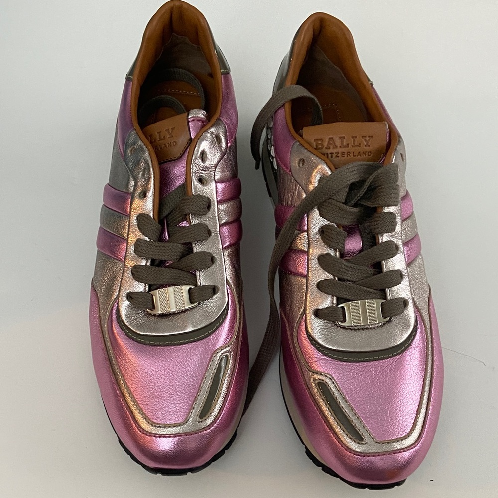 Bally Women's Metallic Pink and Silver Sneakers